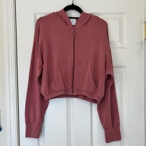 OFFLINE by Aerie OTT Cropped Full Zip Cotton Blend Jacket with Thumb Holes